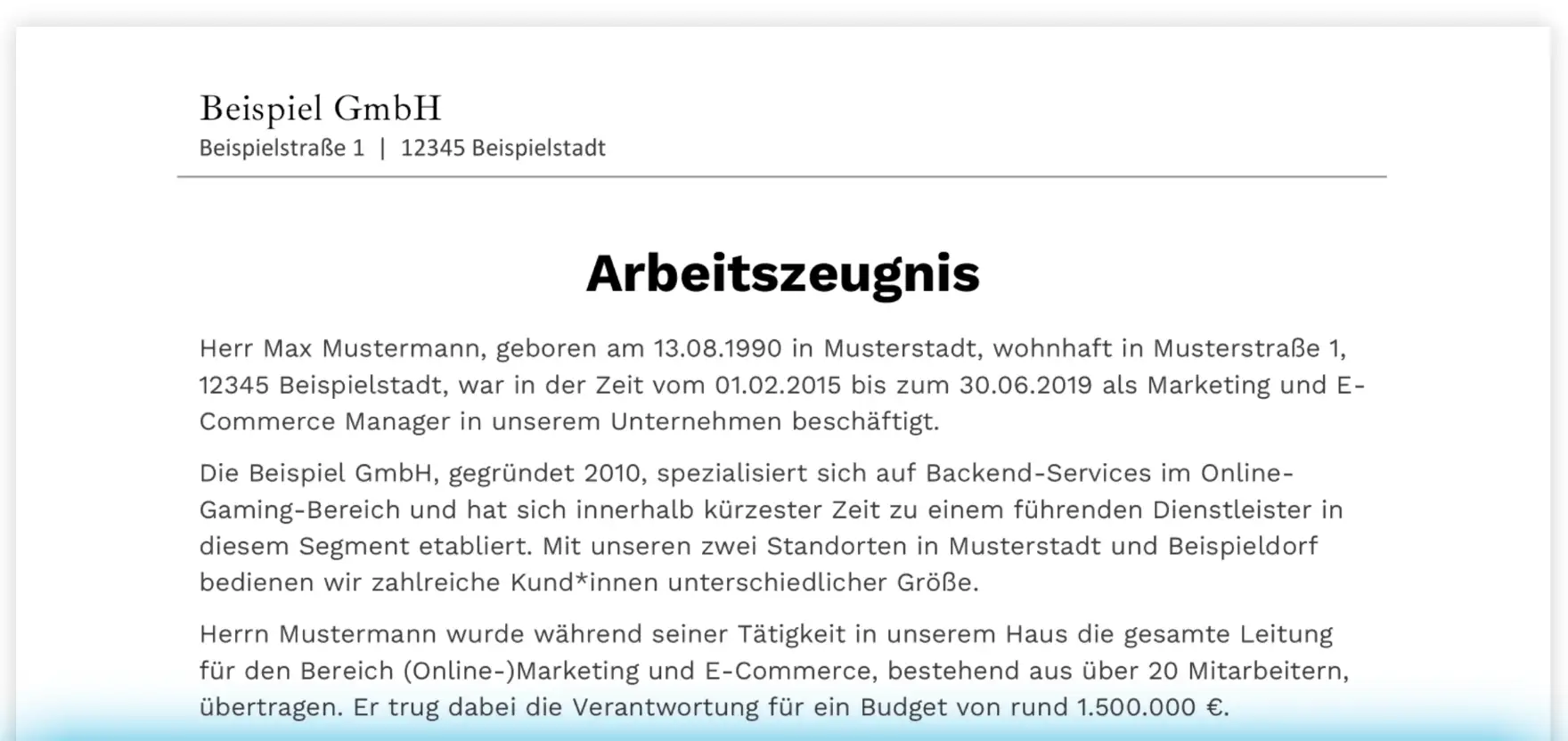 Qualifiziertes Arbeitszeugnis - Briefkopf & Überschrift