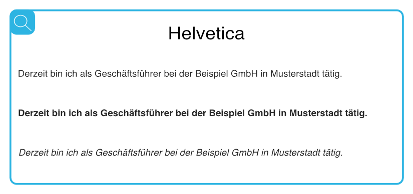 Beispiel für geeignete serifenlose Schriften - Helvetica