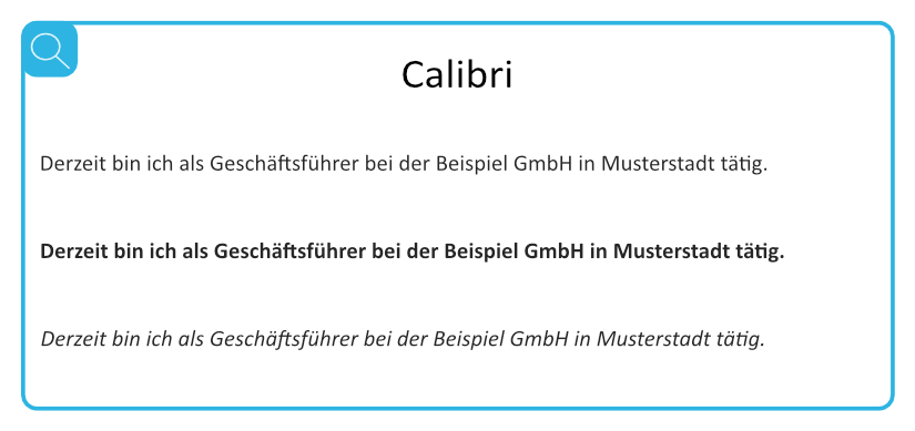 Beispiel für geeignete serifenlose Schriften - Calibri