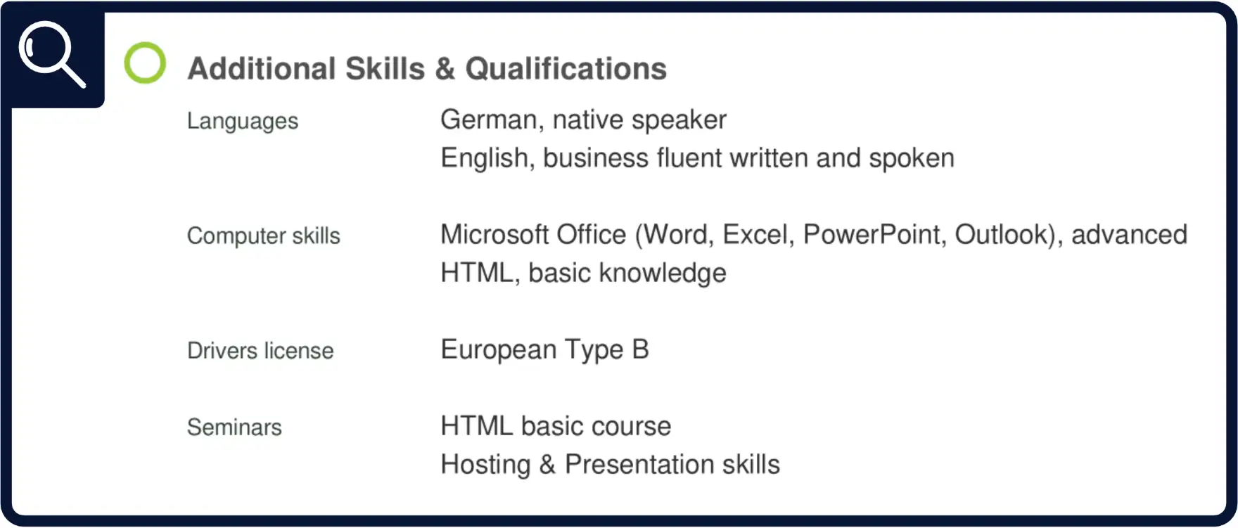 CV - Skills & Qualifications