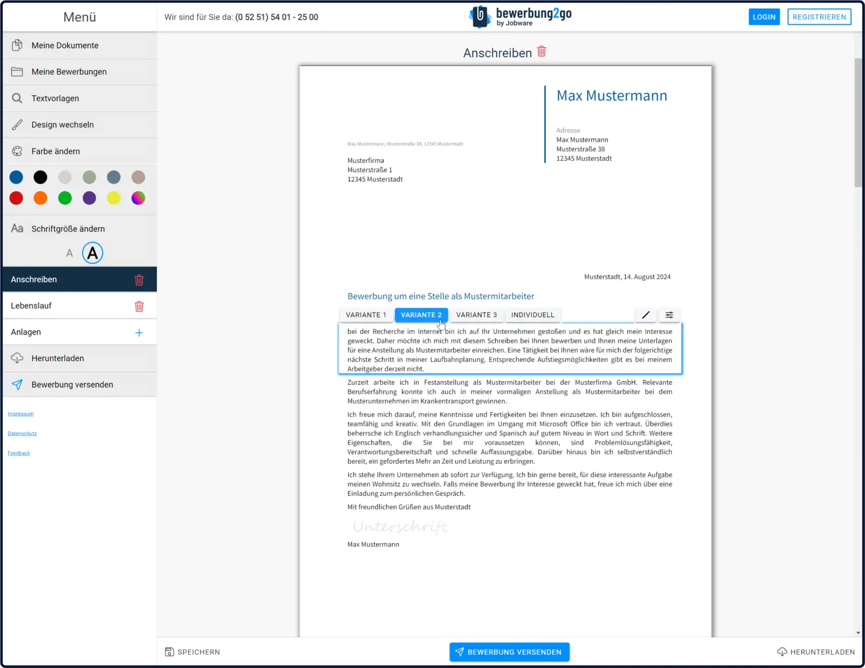Anschreiben 2 go - Bewerbungsschreiben online erstellen