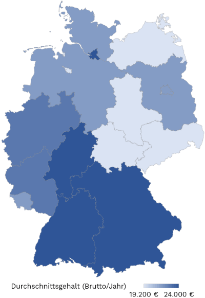 Verkäufer*in - Durchschnittsgehalt nach Bundesland