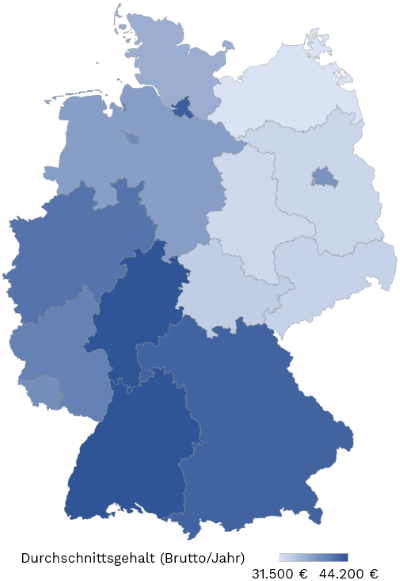 Erzieher*in - Durchschnittsgehalt nach Bundesland