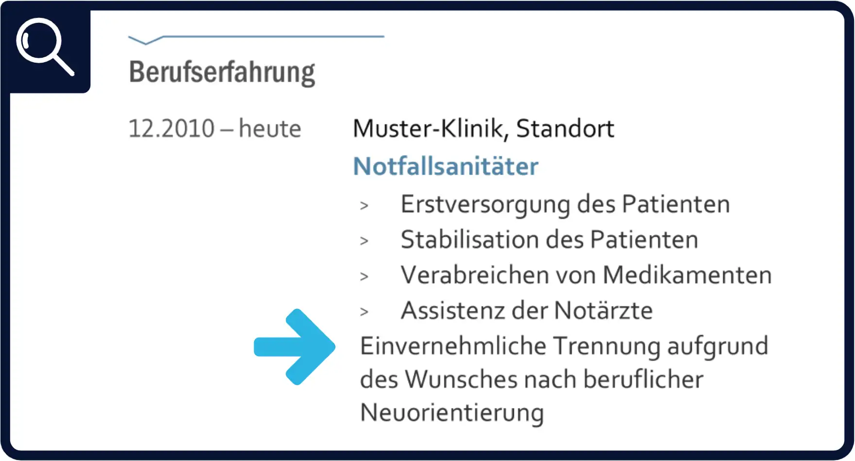 Aufhebungsvertrag im Lebenslauf - Beispiel Trennung auf eigenen Wunsch