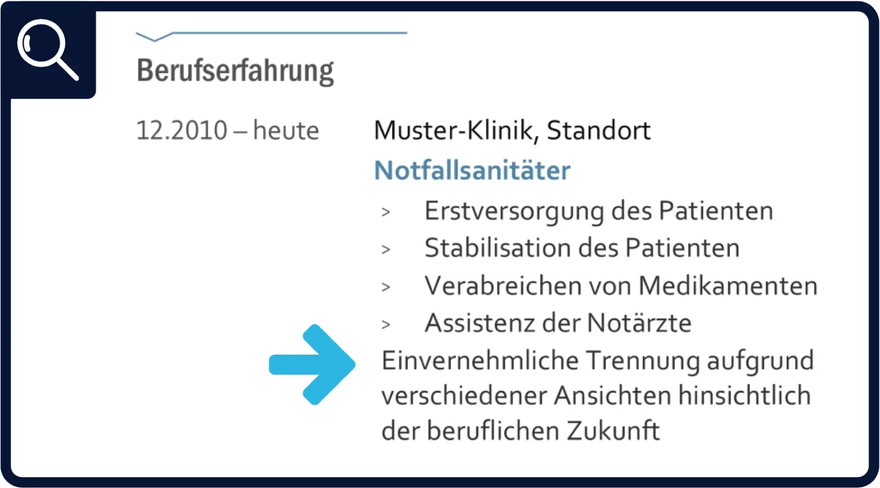 Aufhebungsvertrag im Lebenslauf - Beispiel Eigenes Verschulden