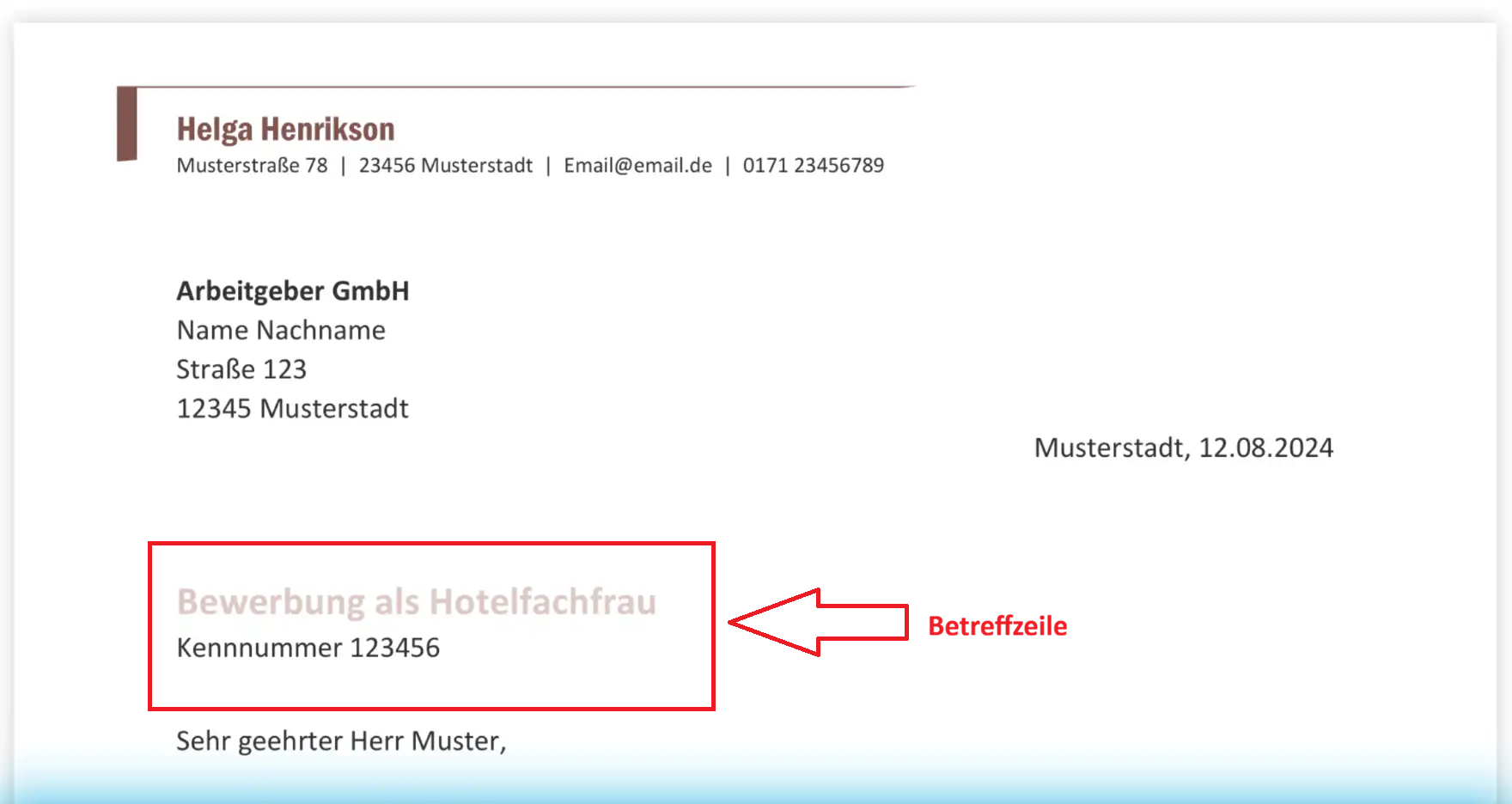 Betreff der Bewerbung - Betreffzeile im Anschreiben
