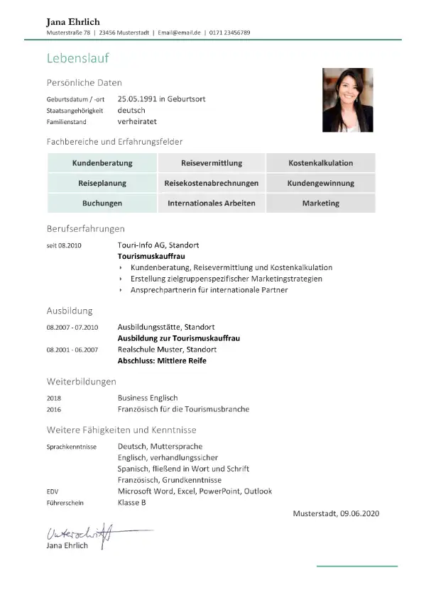Bewerbungsvorlage Business Lebenslauf