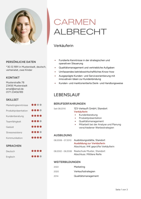 Bewerbungsvorlage 2026 Lebenslauf
