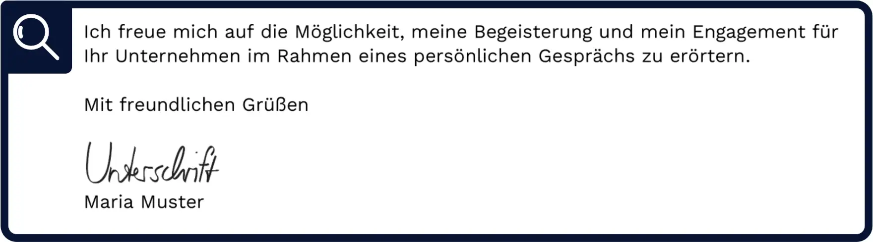 Mit freundlichen Grüßen - Beispiel