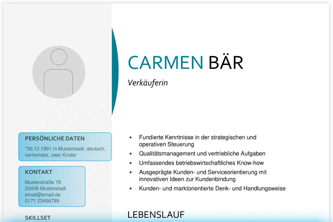 Lebenslauf Vorlage - Persönliche Daten und Kontaktinformationen