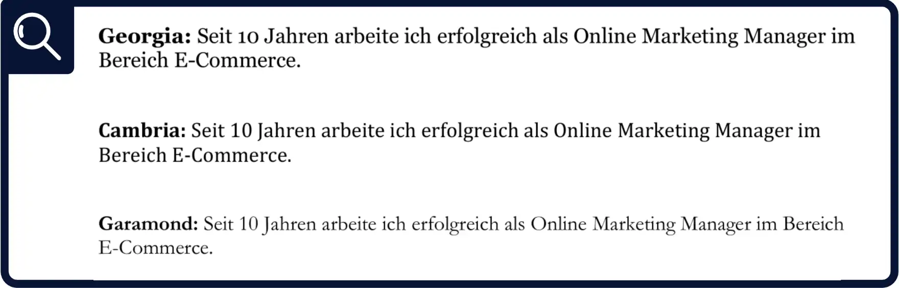 Schriften in der Bewerbung